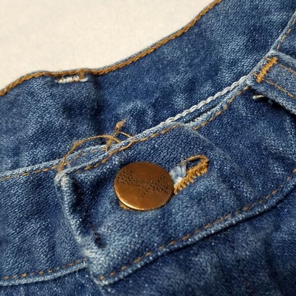VINTAGE 1970s Wrangler USA Made Raw Cut High Rise Cropped Mom Jeans 12 - Picture 7 of 11